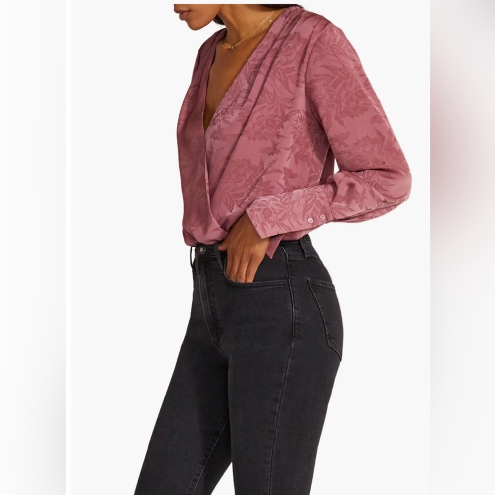 Favorite Daughter the Date Night bodysuit blouse, Mauve Floral, XS